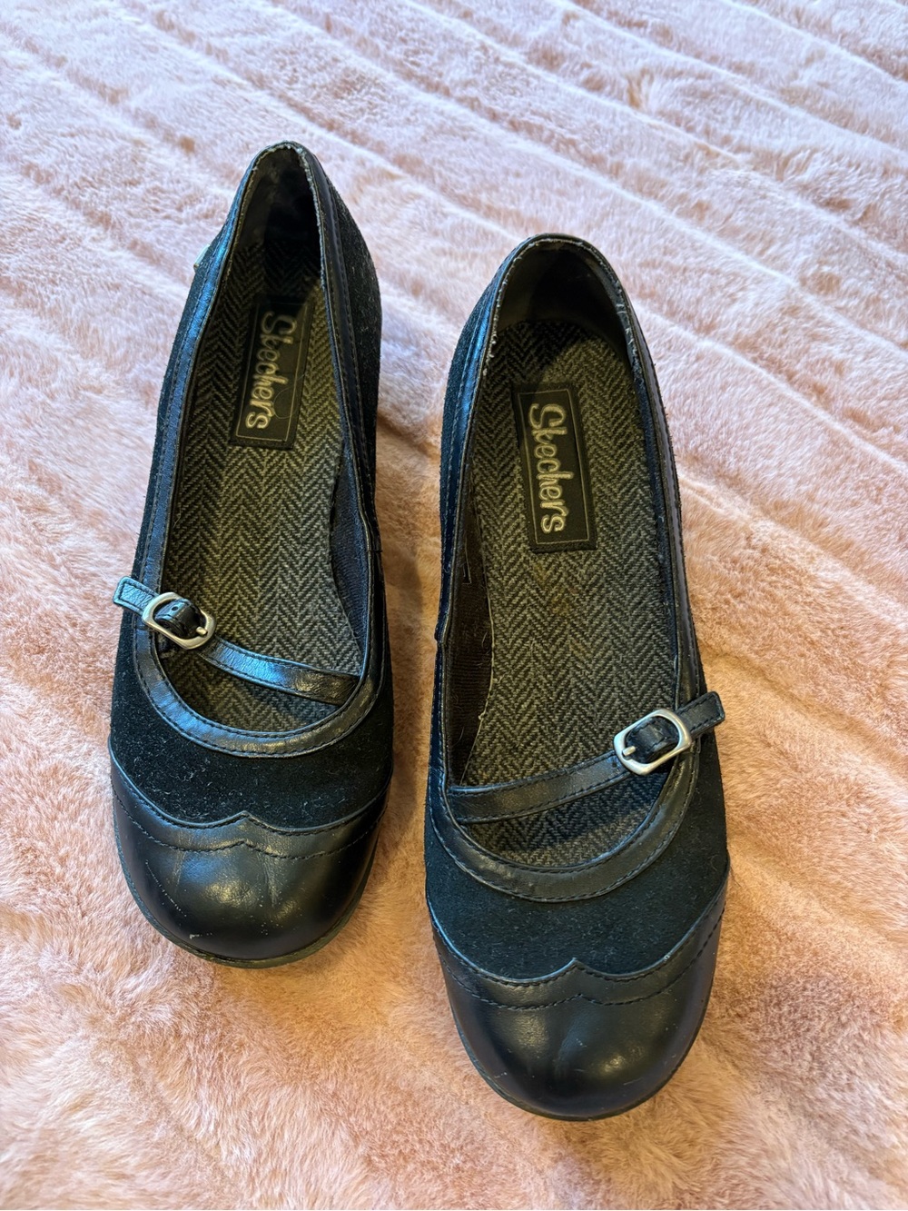 Skechers Black Mary Jane Flats with Buckle Strap